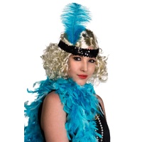 Heaven Costumes Soft Feather Turquoise & Black 1920s Flapper Headband