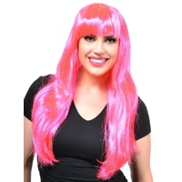Heaven Costumes Long Hot Pink Womens Costume Wig Fringe