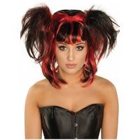 Heaven Costumes Messy Black and Red Pigtails Womens Wig