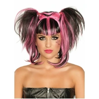 Heaven Costumes Messy Black and Pink Pigtails Womens Wig
