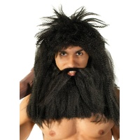 Heaven Costumes Prehistoric Caveman Black Wig & Beard Set