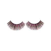 Heaven Costumes Long Black & Pink Tinsel False Eyelashes