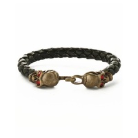 Heaven Costumes Jewelled Pirate Skull Leather Bracelet
