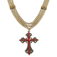Heaven Costumes Triple Chain Gothic Cross Necklace