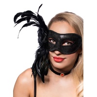 Heaven Costumes Black Lace Masquerade Mask with Feather