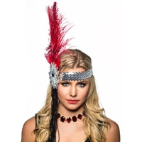 Heaven Costumes Deluxe Flapper Headband Red Silver