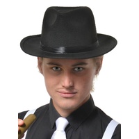 Heaven Costumes Black Gangster 1920s Fedora Hat