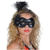Heaven Costumes Black Feather Vinyl Masquerade Mask