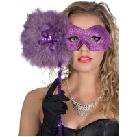 Heaven Costumes Glitter Swirls Purple Hand Held Masquerade Mask