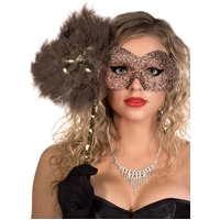 Heaven Costumes Glitter Swirls Coffee Caramel Hand Held Mask