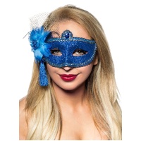 Heaven Costumes Celebration Blue Glitter Masquerade Mask