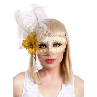 Heaven Costumes Antoinette White & Gold Masquerade Mask