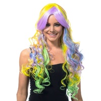 Heaven Costumes Pastel Rainbow Long Curly Wig