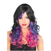 Heaven Costumes Ada Deluxe Black Purple Curly Womens Wig