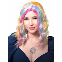 Heaven Costumes Pastel Rainbow Wavy Mid Length Womens Wig