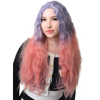 Heaven Costumes Purple to Pink Ombre Long Wavy Womens Wig
