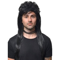 Heaven Costumes Classic Long Black Mullet Mens Costume Wig