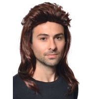 Heaven Costumes Mid-Length Dark Brown Mens Mullet Costume Wig