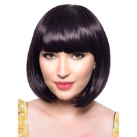 Heaven Costumes Short Violet Black Bob Wig Heat Resistant Fringe