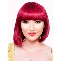 Heaven Costumes Short Cherry Red Bob Wig Heat Resistant Fringe