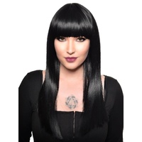 Heaven Costumes Long Black Heat Resistant Fashion Wig with Fringe
