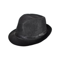 Heaven Costumes Black Canvas 20s Gangster Fedora Costume Hat