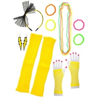 Heaven Costumes Bright Yellow 12 Piece 1980s Costume Accessory Set