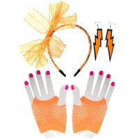 Heaven Costumes Orange 3 Piece 1980s Costume Accessory Set