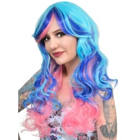 Heaven Costumes Skye Pink and Blue Long Curly Womens Wig