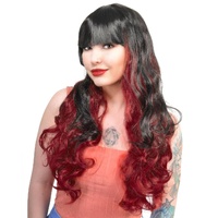 Heaven Costumes Quinn Red and Black Layered Curly Womens Wig