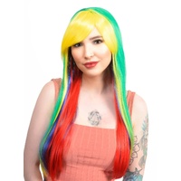 Heaven Costumes Bright Rainbow Layered Straight Womens Wig