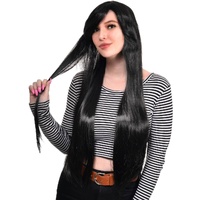 Heaven Costumes Morticia Extra Long Black Straight Wig