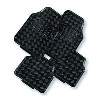 Venom 4-Piece Car Mats Black Rubber Aluminium Look
