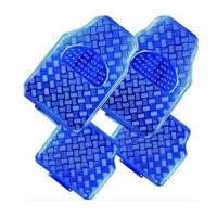 Venom 4-Piece Car Mats Blue Rubber Aluminium Look