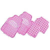 Venom 4-Piece Car Mats Pink Rubber Aluminium Look