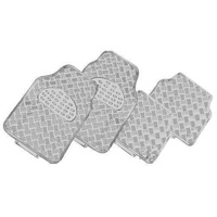 Venom 4-Piece Car Mats Silver Rubber Aluminium Look