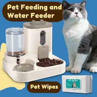 2-in-1 Automatic Pet Feeder Water Dispenser, Large Capacity Cat Dog Food Bowl with Auto Refill, Anti-clog Dry Wet Separation Pet Feeding Station + Fre