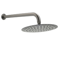 KYLINS 10" Gun Metal Round Rain Shower Head 400mm Wall Arm Bath Set