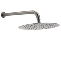 KYLINS 12" Gun Metal Round Rain Shower Head 400mm Wall Arm Bath Set