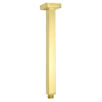KYLINS 30cm Brushed Gold Square Shower Head Brass Ceiling Extension Arm