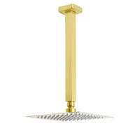KYLINS Brushed Gold Square 8" Rain Shower Head 300mm Ceiling Arm Set