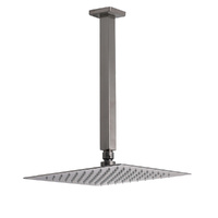 KYLINS Gunmetal Square 10" Rainfall Shower Head 300mm Ceiling Arm Set