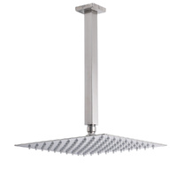 KYLINS Brushed Nickel Square 12" Rain Shower Head 300mm Ceiling Arm