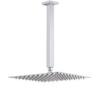 KYLINS 12" Square Rainfall Shower Head Chrome 300mm Ceiling Arm