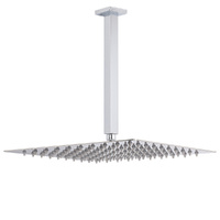 KYLINS 16" Square Rainfall Shower Head Chrome 300mm Ceiling Arm