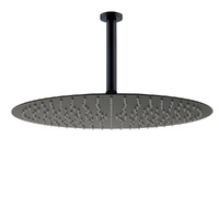 KYLINS 16" Round Matt Black Rain Shower Head 300mm Ceiling Arm