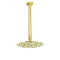 KYLINS 8" Round Brushed Gold Rain Shower Head 300mm Ceiling Arm