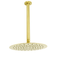 KYLINS 10" Round Brushed Gold Stainless Steel Shower Head Ceiling Arm