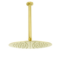 KYLINS 12" Round Brushed Gold Stainless Steel Shower Head Ceiling Arm