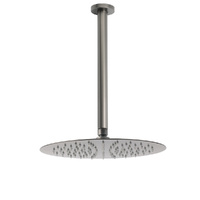 KYLINS Gun Metal Round 12" Rainfall Shower Head 300mm Ceiling Arm